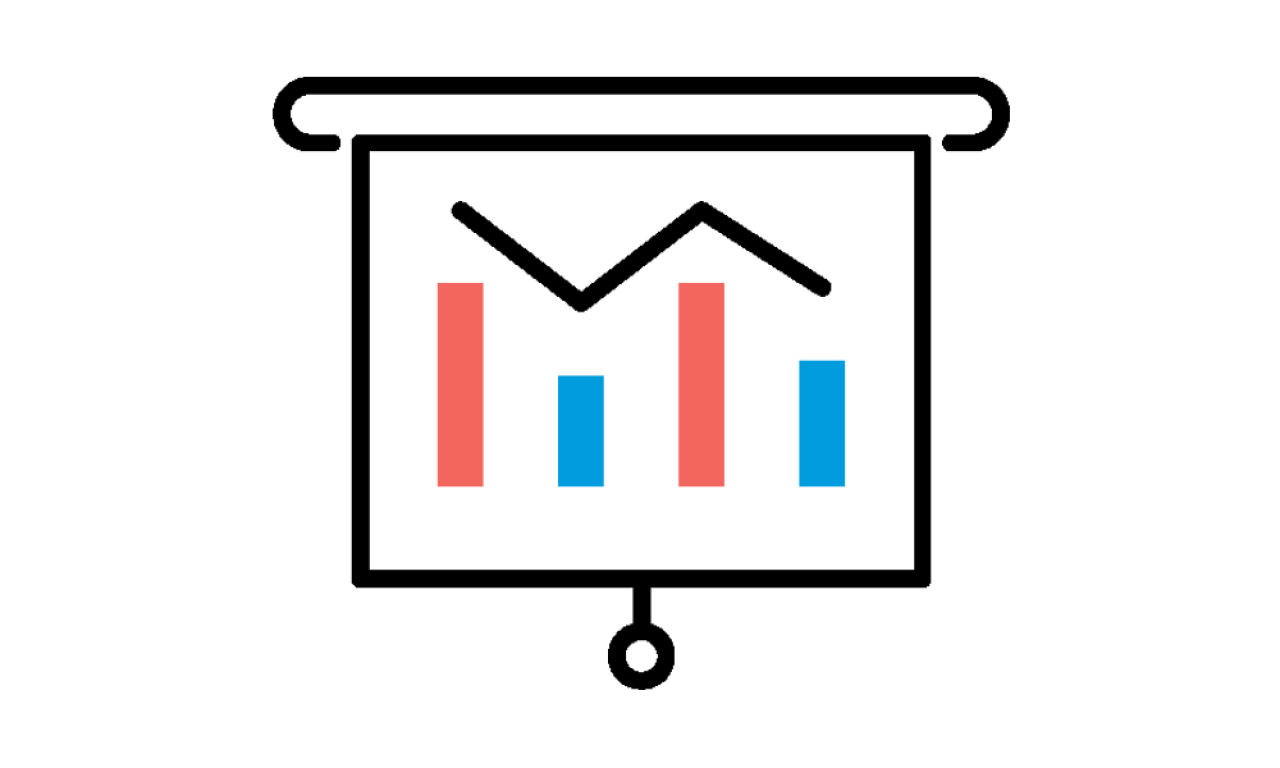 Icon of presentation on screen.